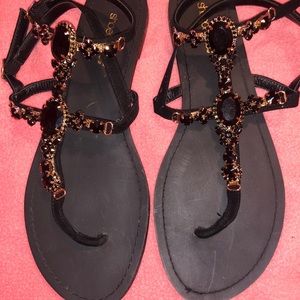 Shoe dazzle straps rhinestone Sandle in black